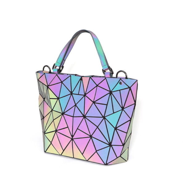 Geometric Luminous Handbag Holographic Reflective Bag