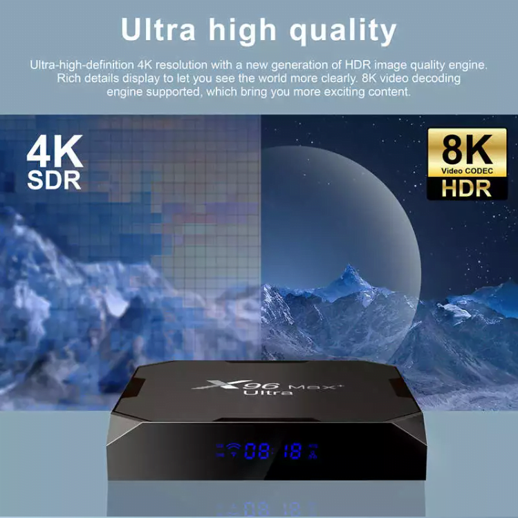 TV-Box X96 Max Plus Ultra S905X4 Android 11 Quad-Core 8K 4+64 GB + Air Mouse G10S Pro
